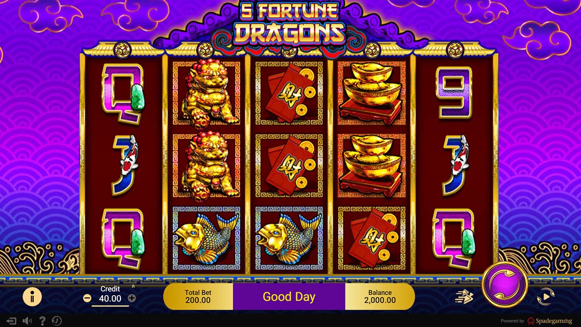 5 FORTUNE DRAGONS Spadegaming pgslot 168 vip ทดลองเล่น