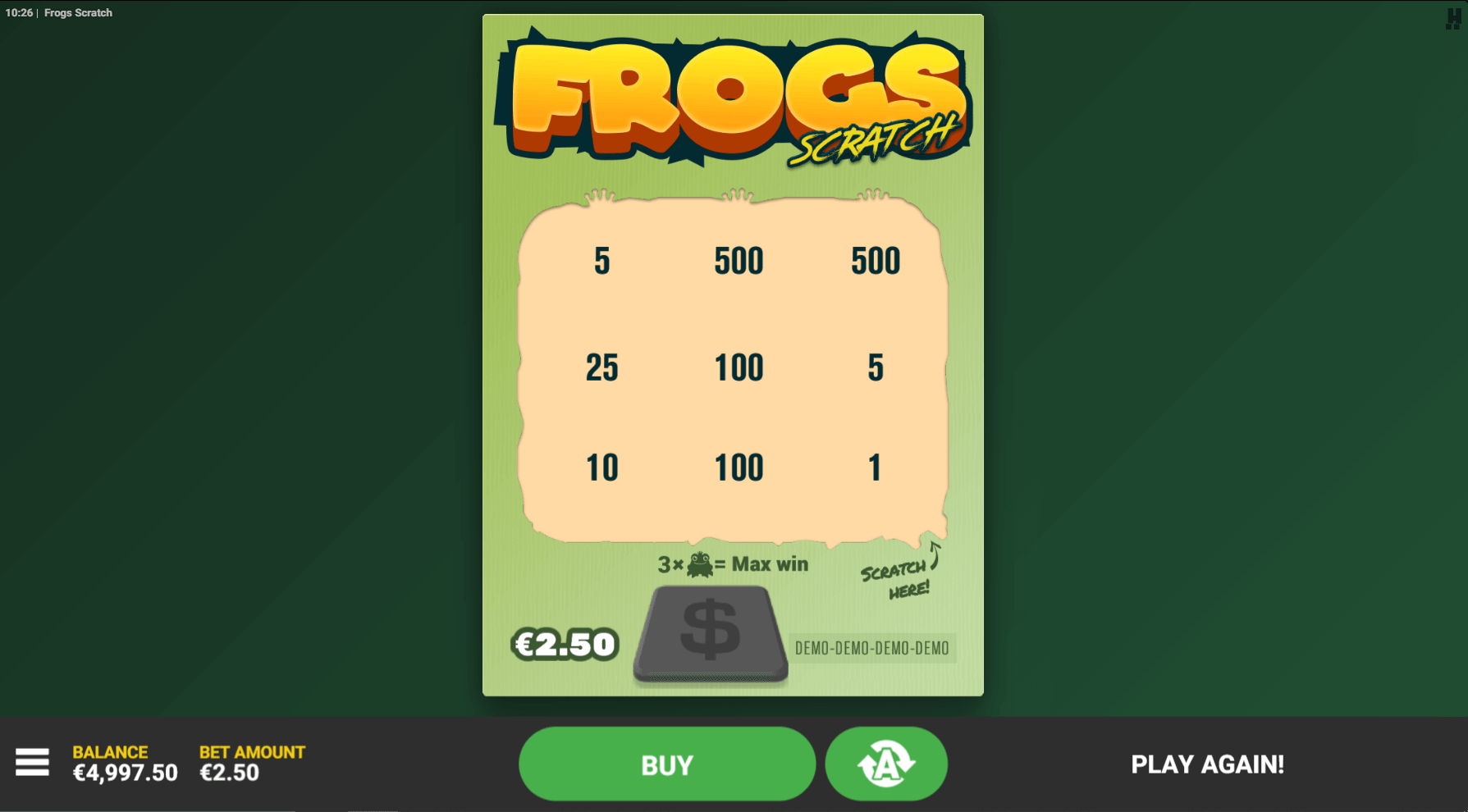 FROGS SCRATCH Hacksaw Gaming pgslot168 vip ทางเข้า