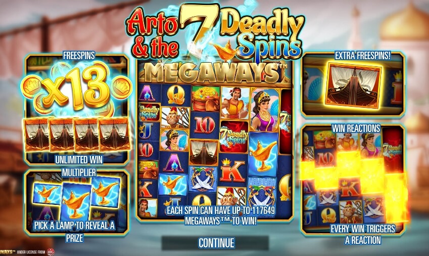 Arto and the Seven Deadly Spins Megaways Relax Gaming pgslot168 vip เครดิตฟรี